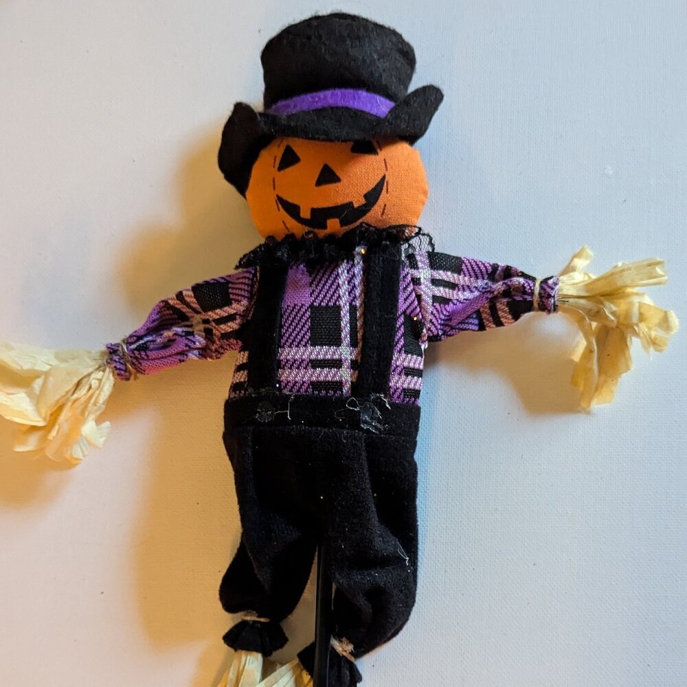 NWT Jack o' Lantern Scarecrow Halloween Decoration Floral Pick Straw Ashland NEW